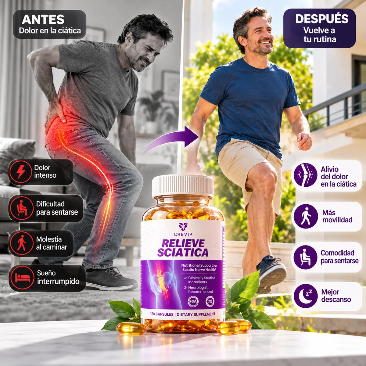 RELIEVE SCIATICA 120 CAPS NERVE HEALTH