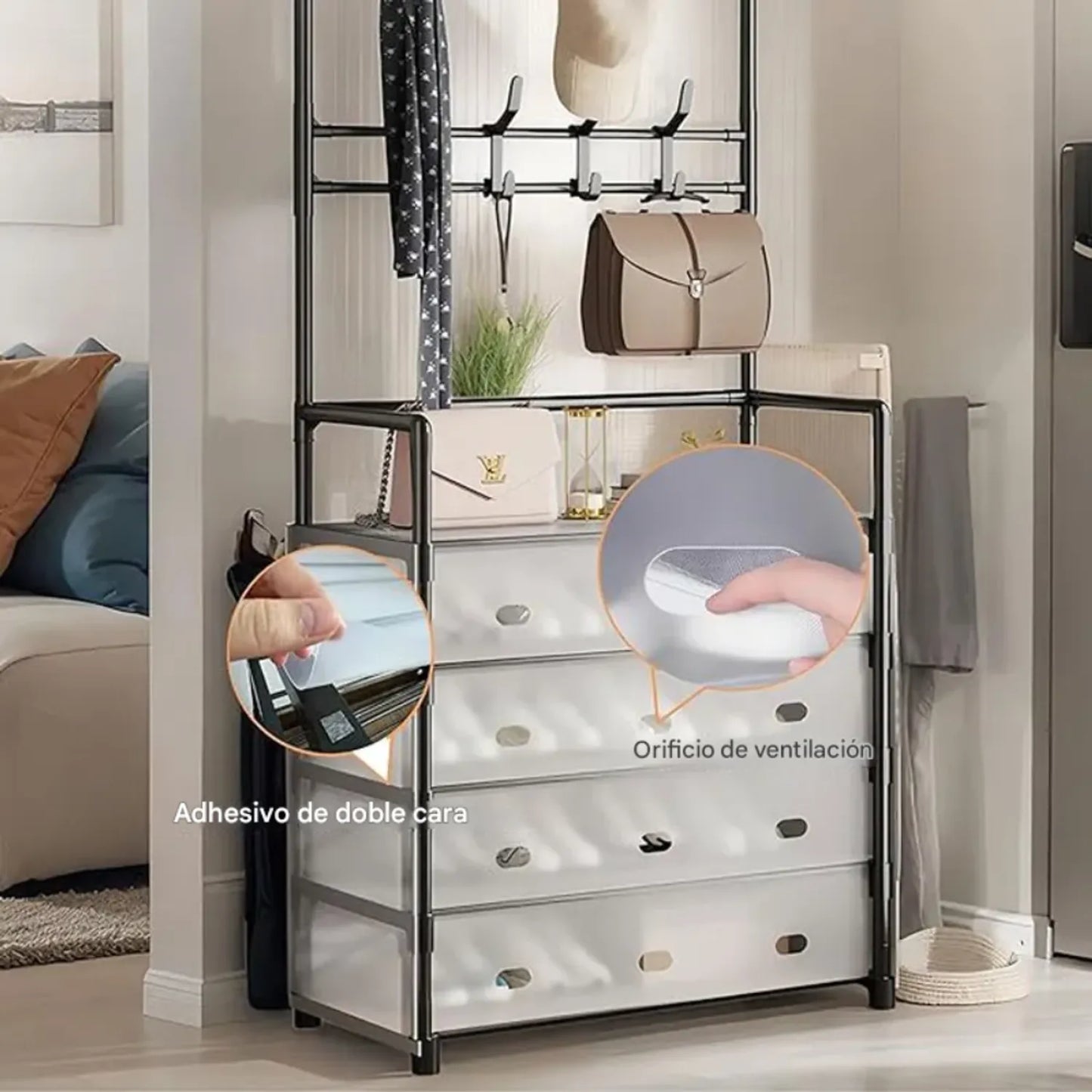 Zapatero Perchero Organizador 5 NIVELES ®  -  Sistema Maestro de Organización